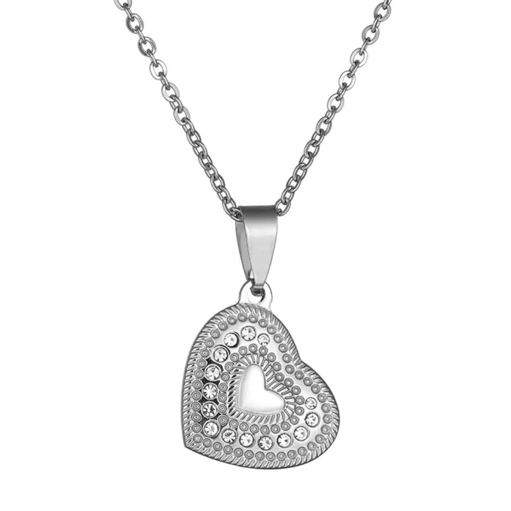 Beautiful Stainless Steel Heart CZ Necklace BLACK FRIDAY SALE